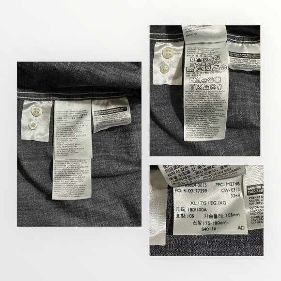 Levi’s Men’s Button Down Shirt XL Black Gray Chambray Long Sleeve Slim Fit Cotto - Picture 4 of 16